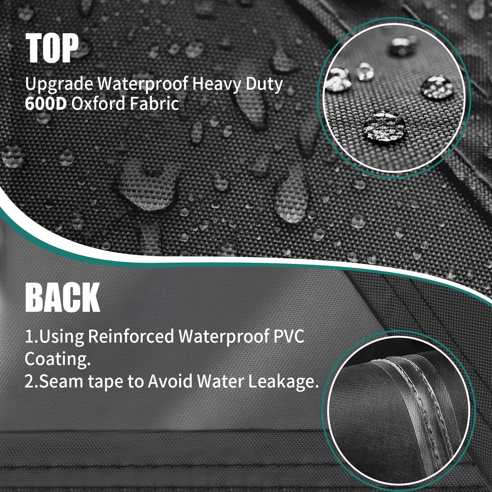 GARPROVM reinforced double seams close detail demonstrating tear resistance