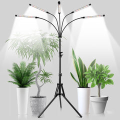 Garpsen front view of tripod grow light showing stable base and five heads for even coverage