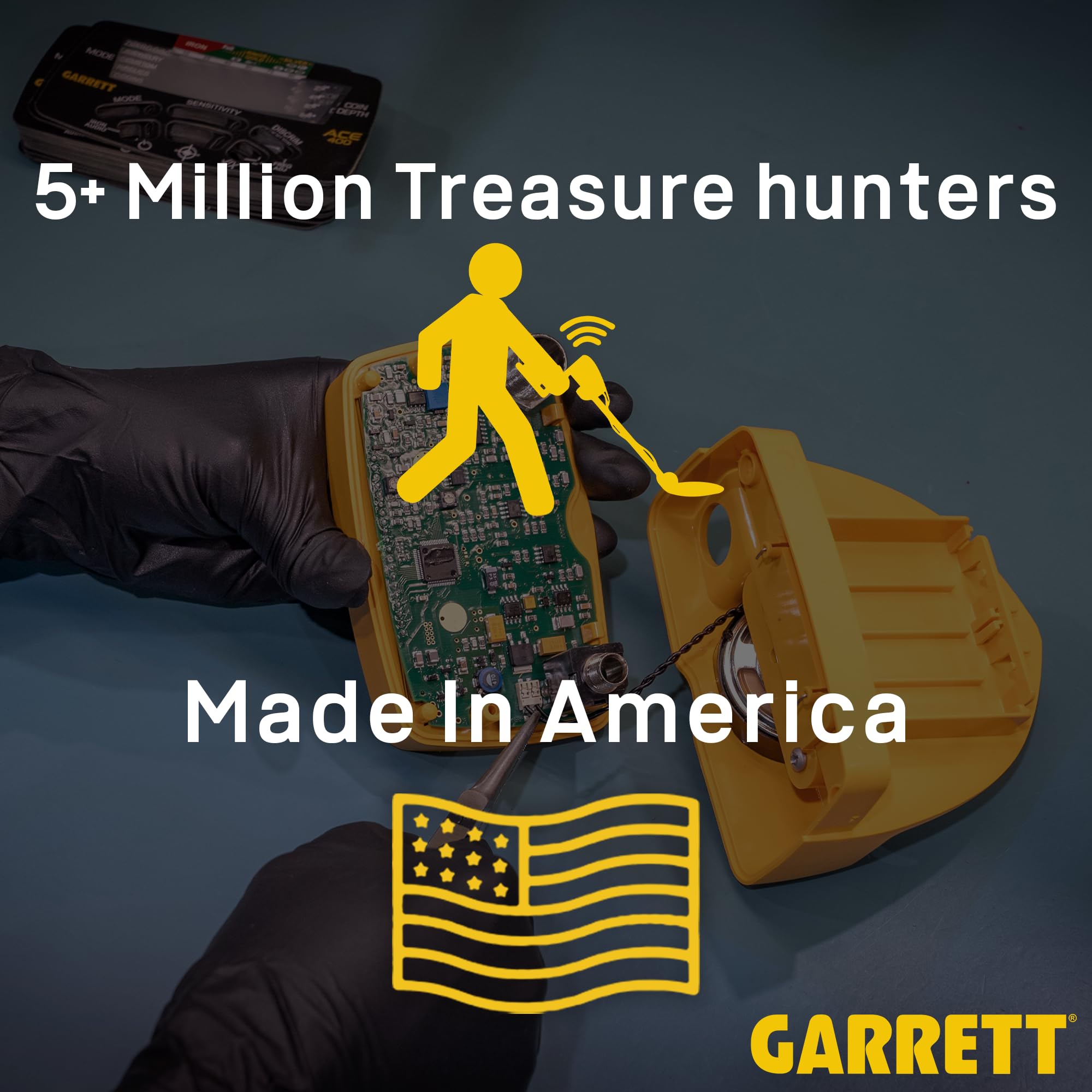 Garrett ACE 300 coil with protective cover protecting coil from scratches and debris