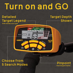 Garrett ACE 400 control panel closeup with numeric target ID for confident decisions