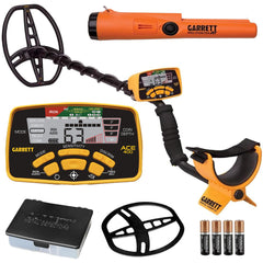 Garrett ACE 400 front view showing orange-black design and confident detection