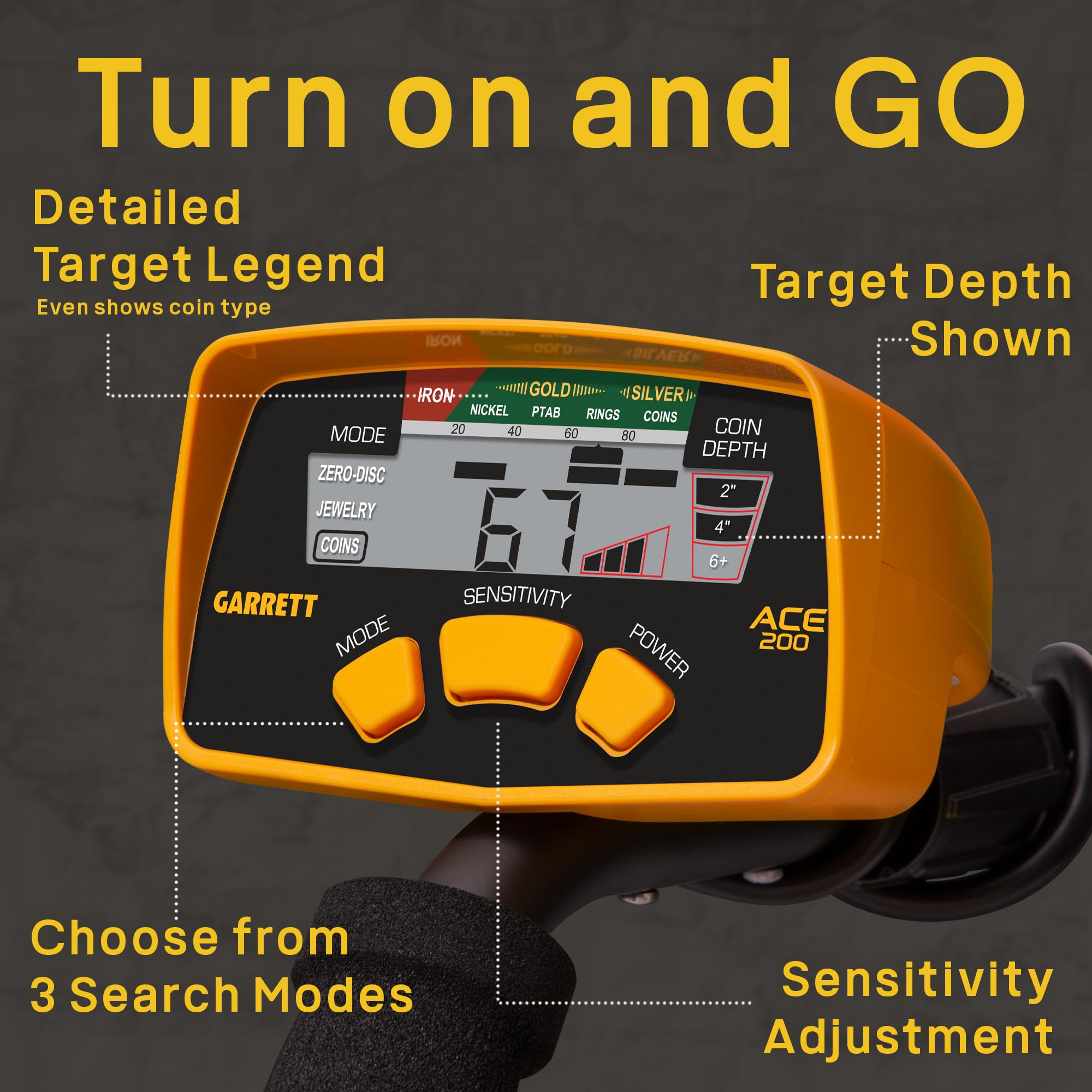 Garrett ACE 200 coil sweeping shallow water for shoreline treasure hunting