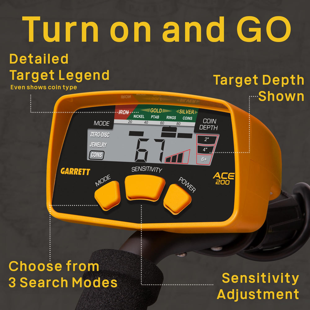Garrett ACE 200 coil sweeping shallow water for shoreline treasure hunting