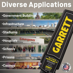 Garrett Super Scanner V being used at a security checkpoint illustrating fast, reliable screening