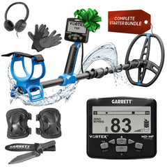 Garrett Vortex VX5 front view showing detector and coil, clear field-ready benefit