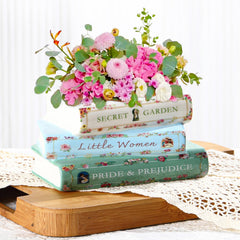 Garsheon front view of book planter showing book-spine design and ceramic finish for stylish decor