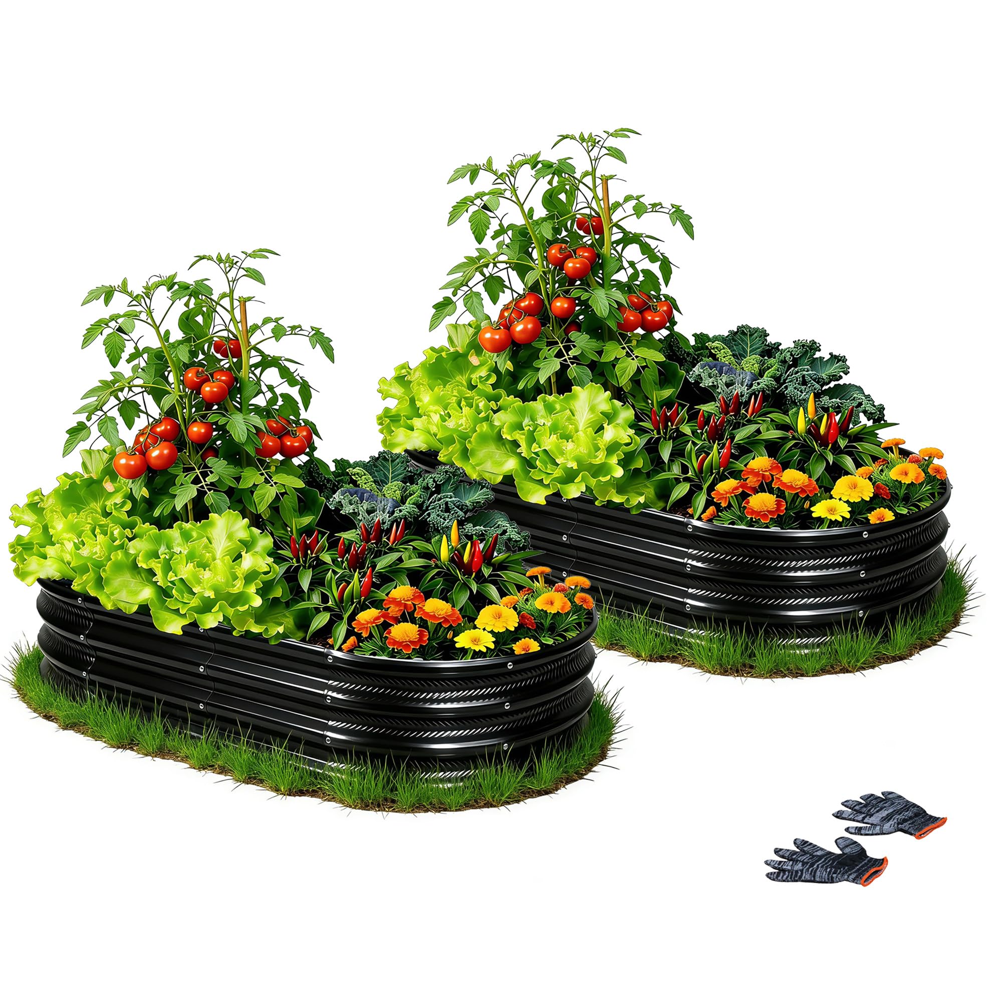 Gartist black raised garden bed front view showing compact outdoor planting benefit