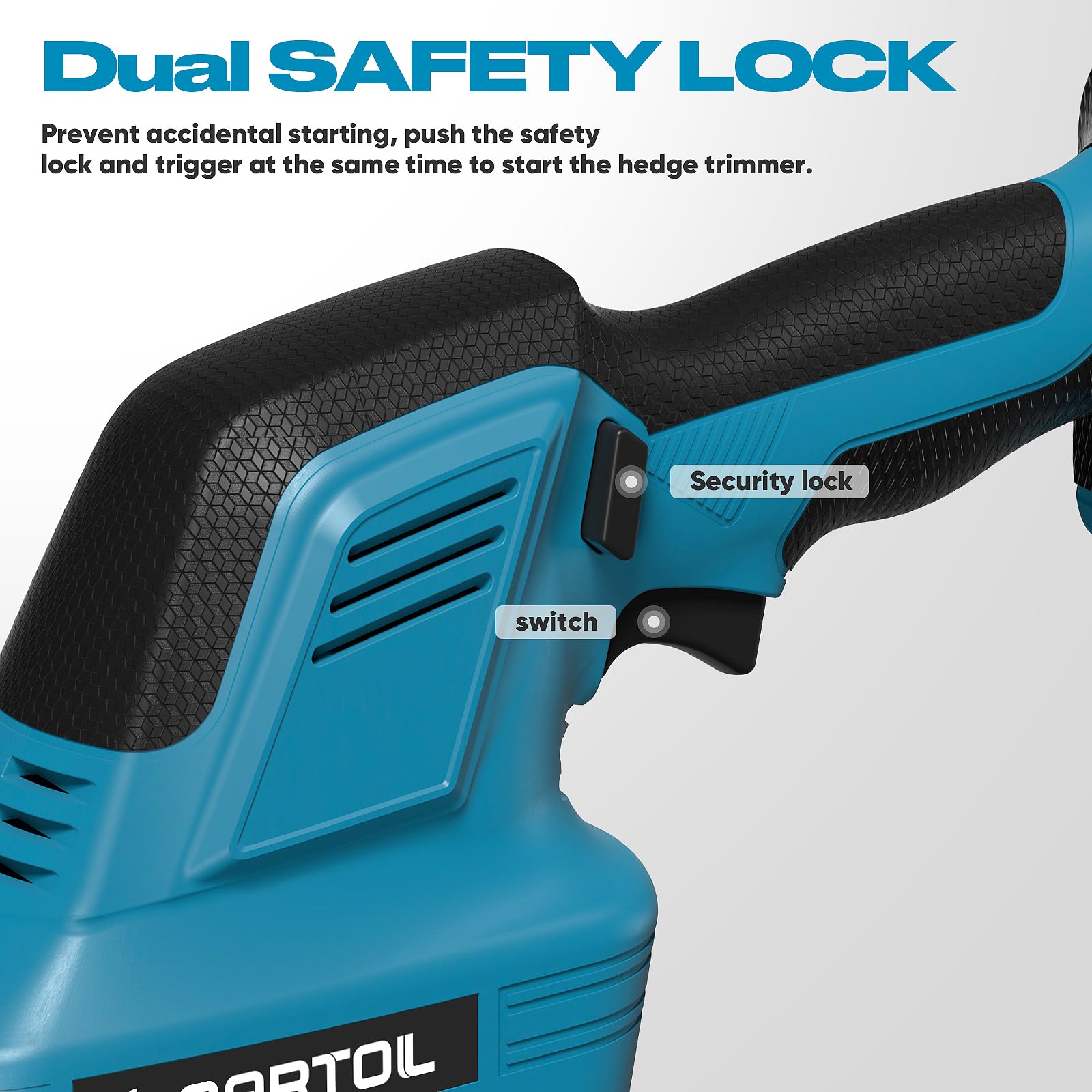 GARTOL battery and charger included for immediate yard work