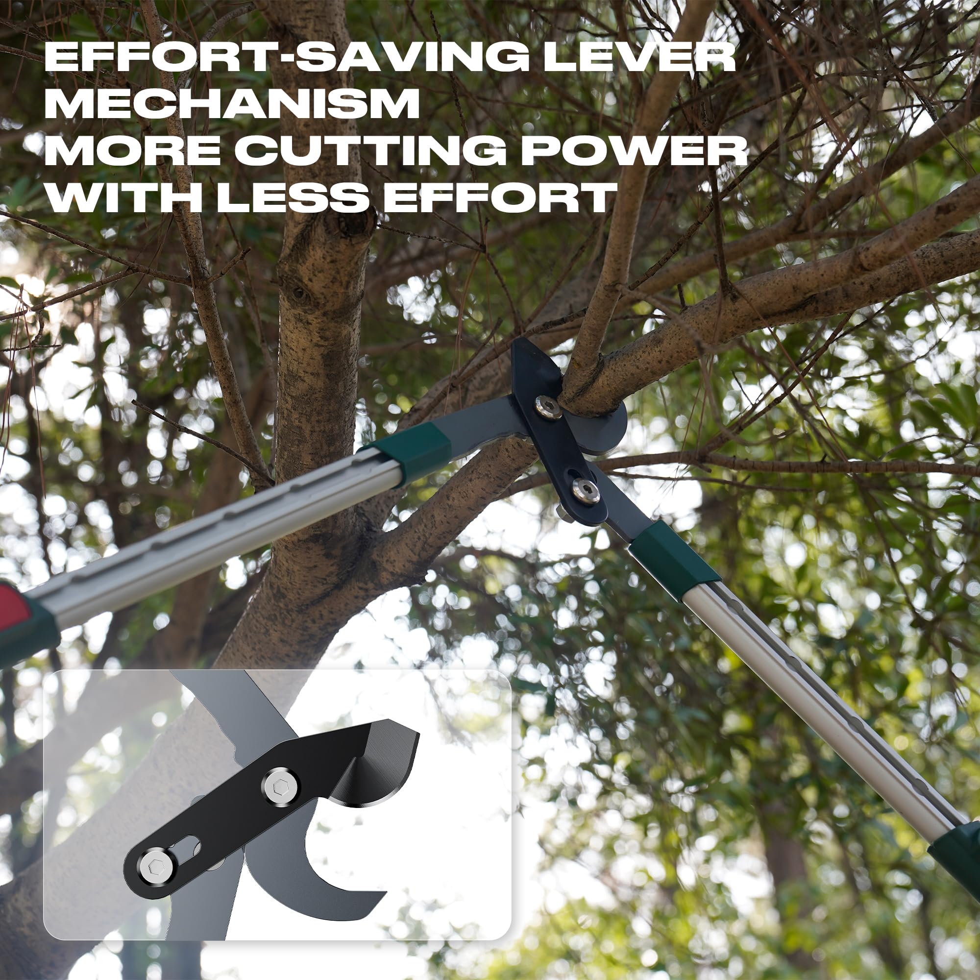 GARTOL extended reach in use trimming overhead branch from ground for safer pruning