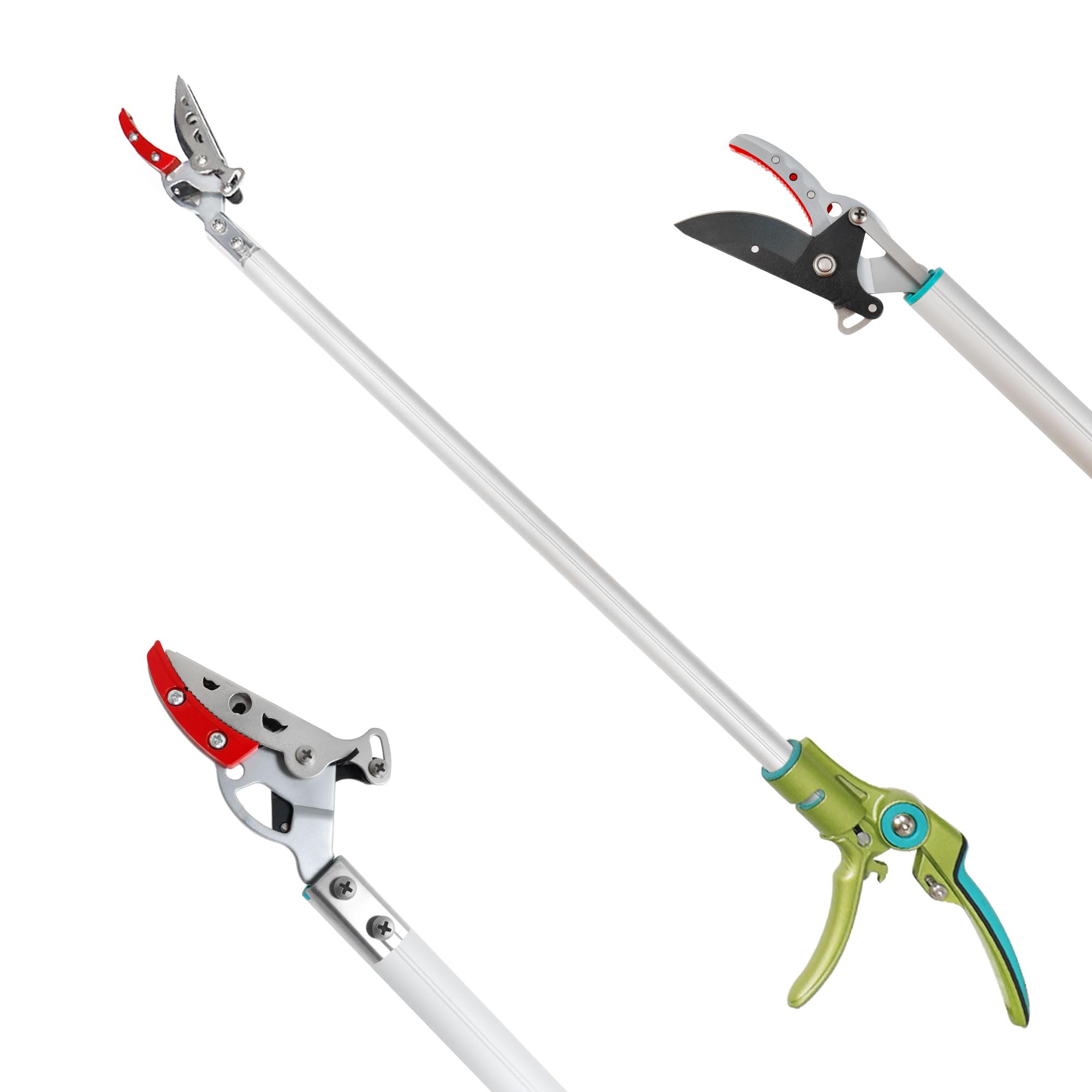 GARTOL front view of 32-inch pole pruner showing compact lightweight build and reach