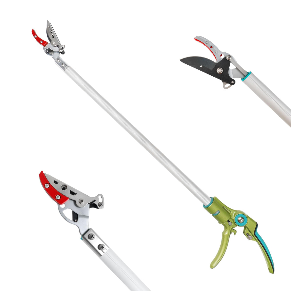 GARTOL front view of 32-inch pole pruner showing compact lightweight build and reach