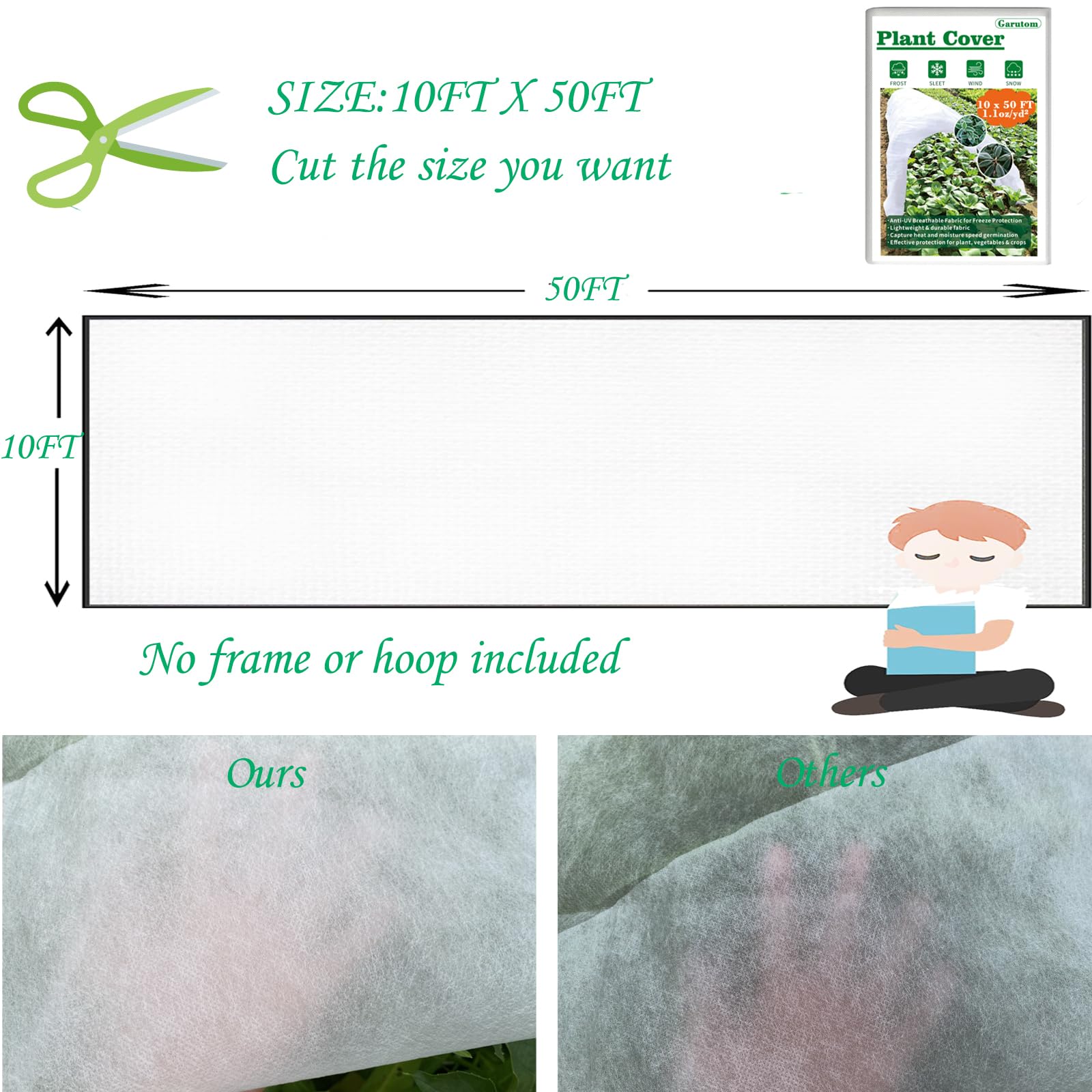 Garutom frost cloth draped over raised vegetable bed protecting seedlings from cold