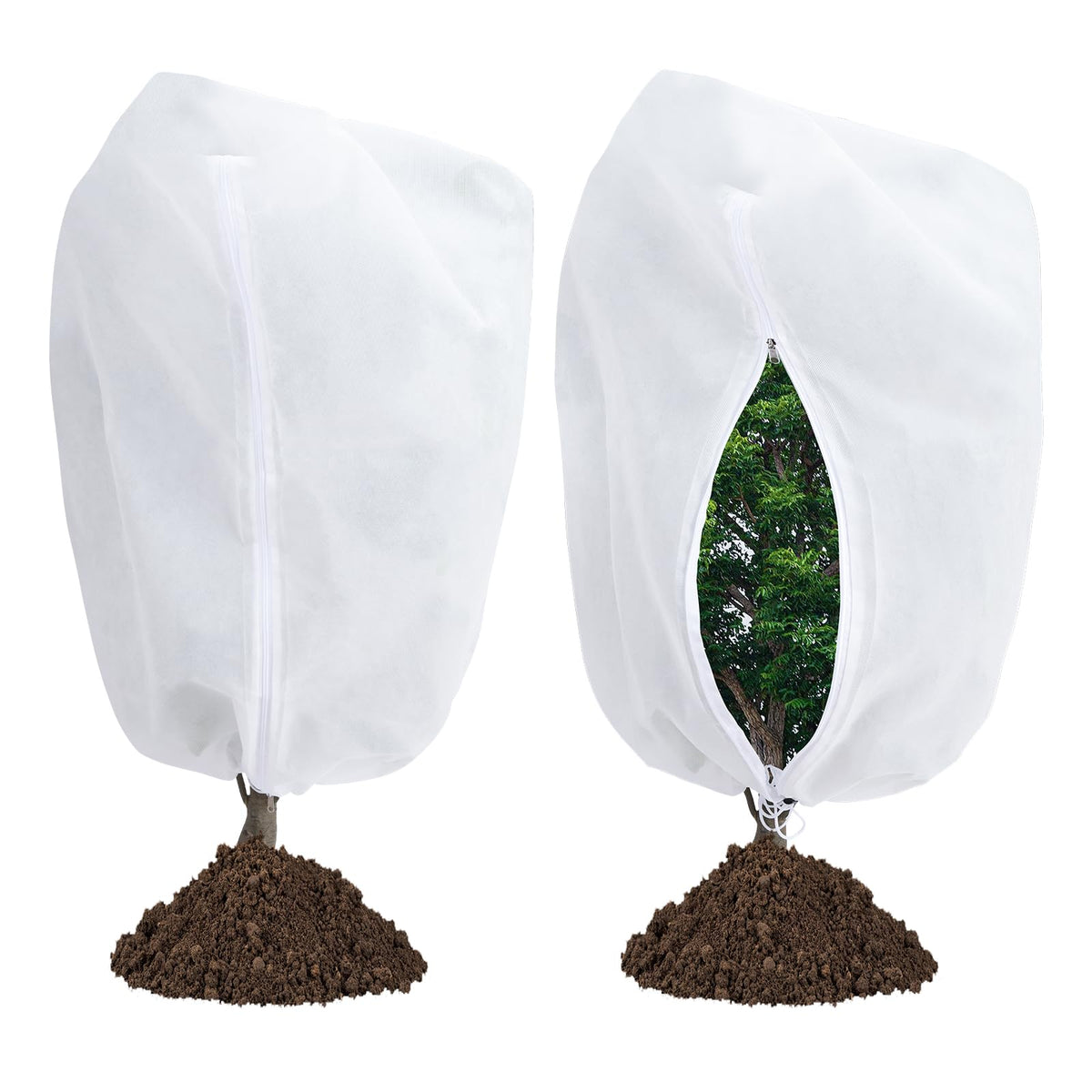 Garutom front view of two-pack plant covers showing size and durable material benefit
