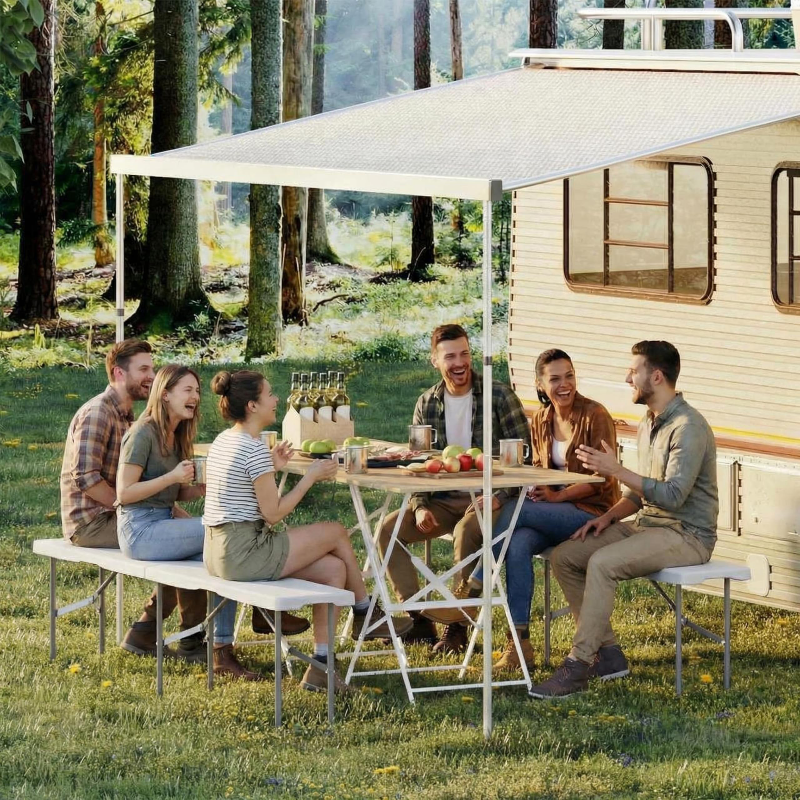 Garvee bench with people showing seating capacity and real-world scale