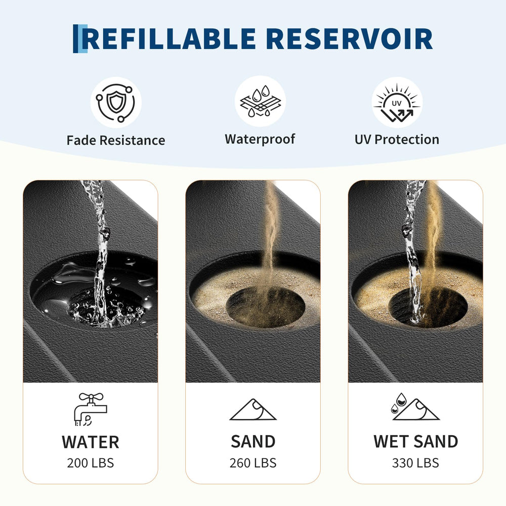 Garvee close-up of a large fill port for quick water or sand filling and easy draining