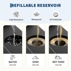 Garvee close-up of a large fill port for quick water or sand filling and easy draining