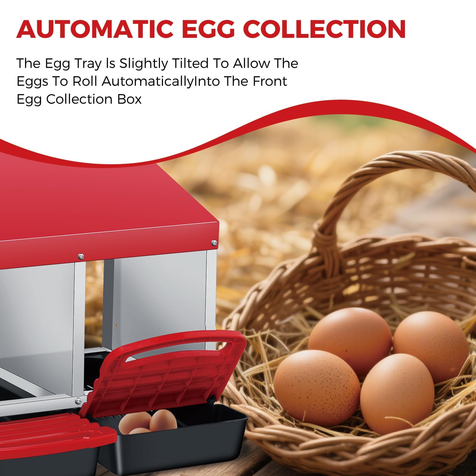 Garvee collection trough with eggs keeping eggs protected and clean