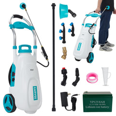 Garvee front packaging showing sprayer and cart for easy transport and storage