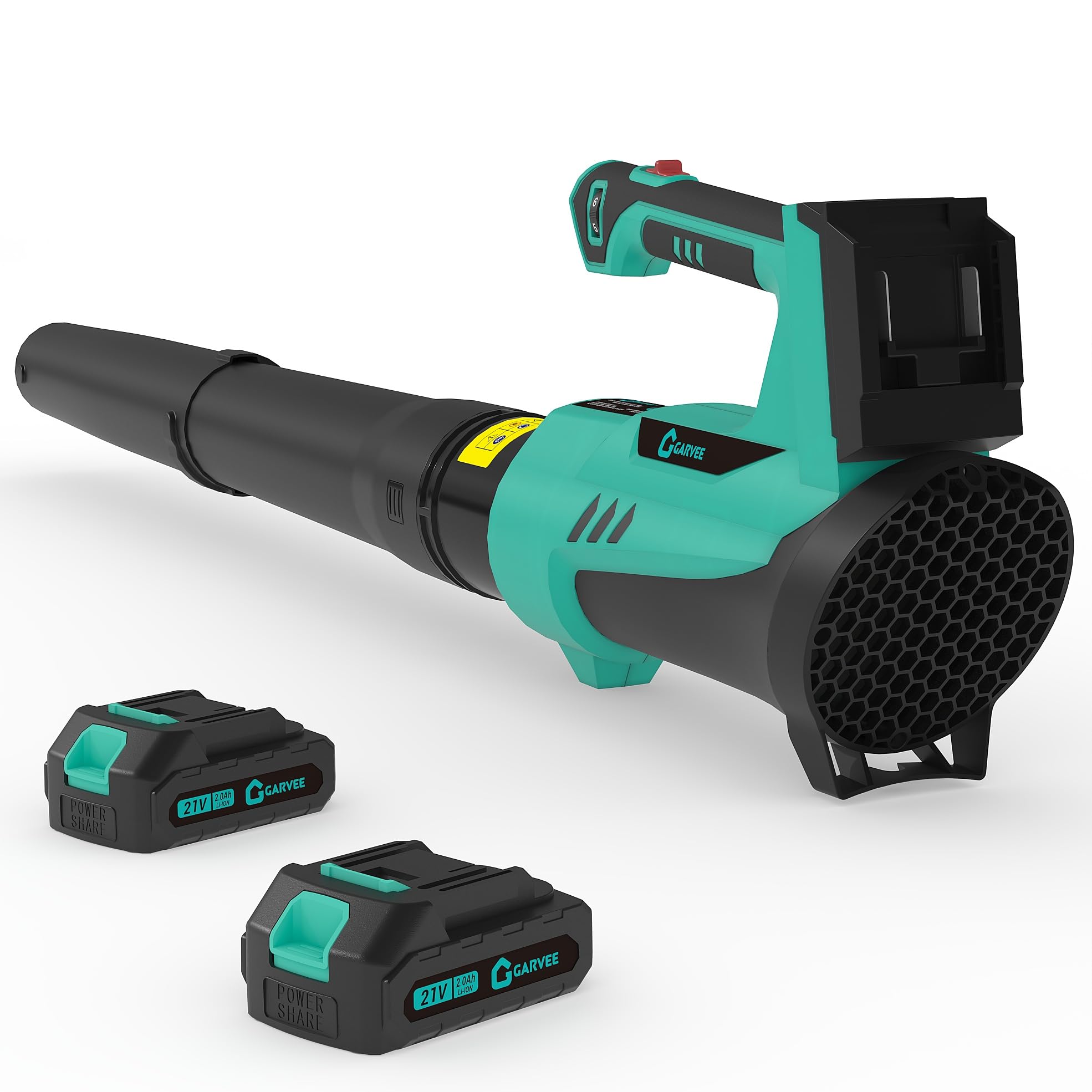 Garvee front profile showing blower body and nozzle, highlighting portability benefit