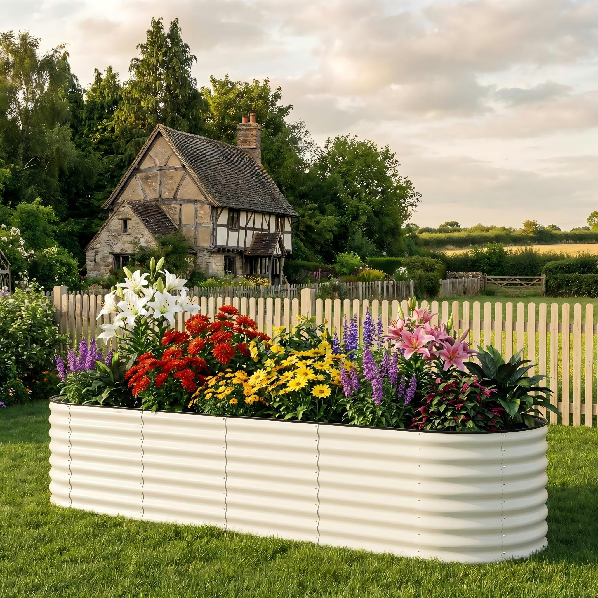 Garvee front view of assembled raised bed showing sturdy construction and large planting area