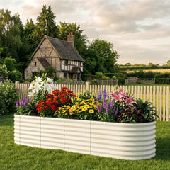 Garvee front view of assembled raised bed showing sturdy construction and large planting area