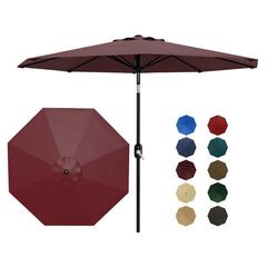 Garvee front view of 9 ft dark red umbrella showing full coverage benefit