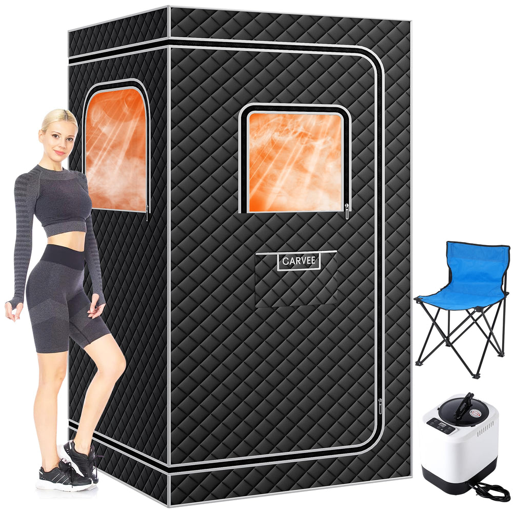 Garvee front view open sauna tent showing roomy interior and comfort