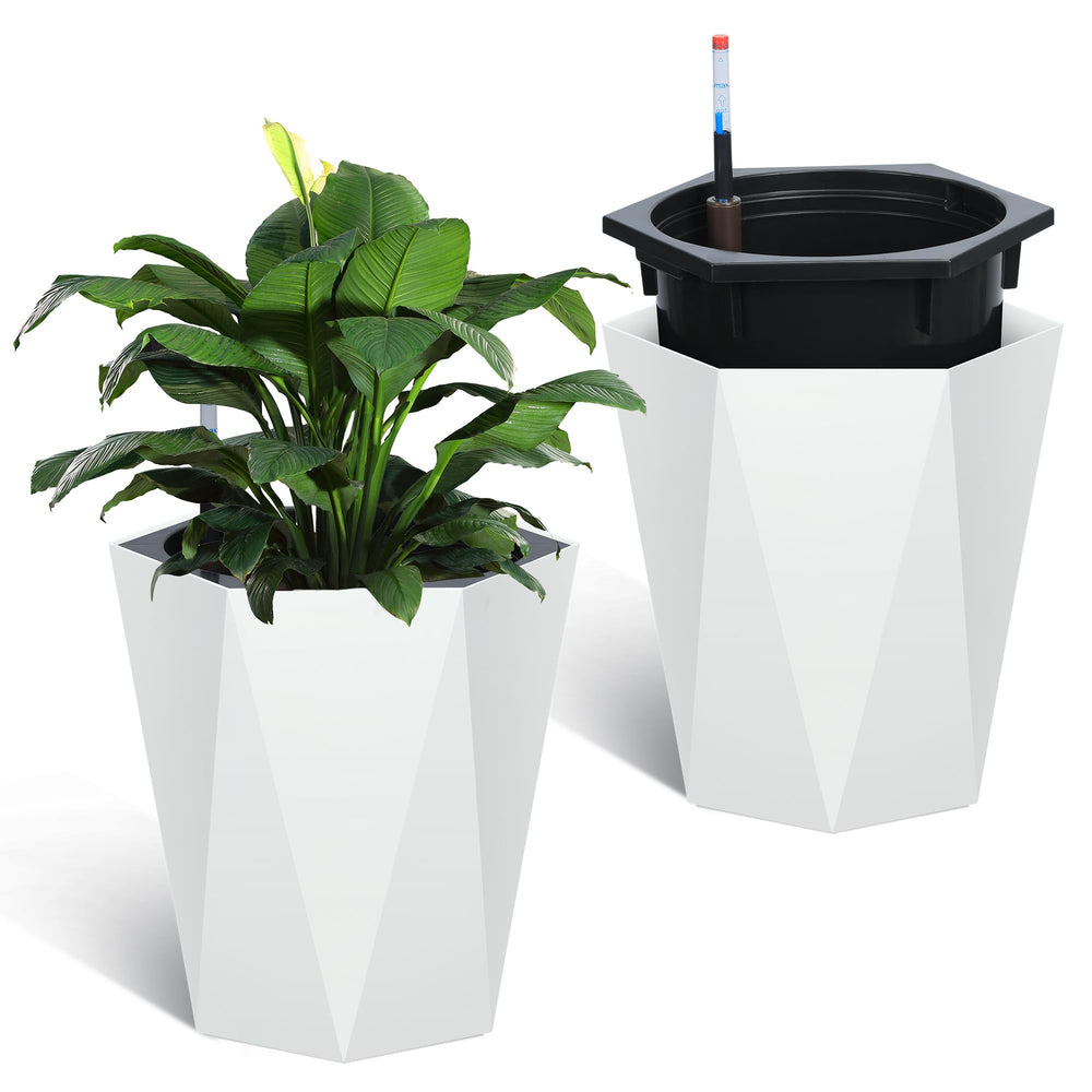Garvee front view of both 16-inch planters showing elegant shape and dual set benefit