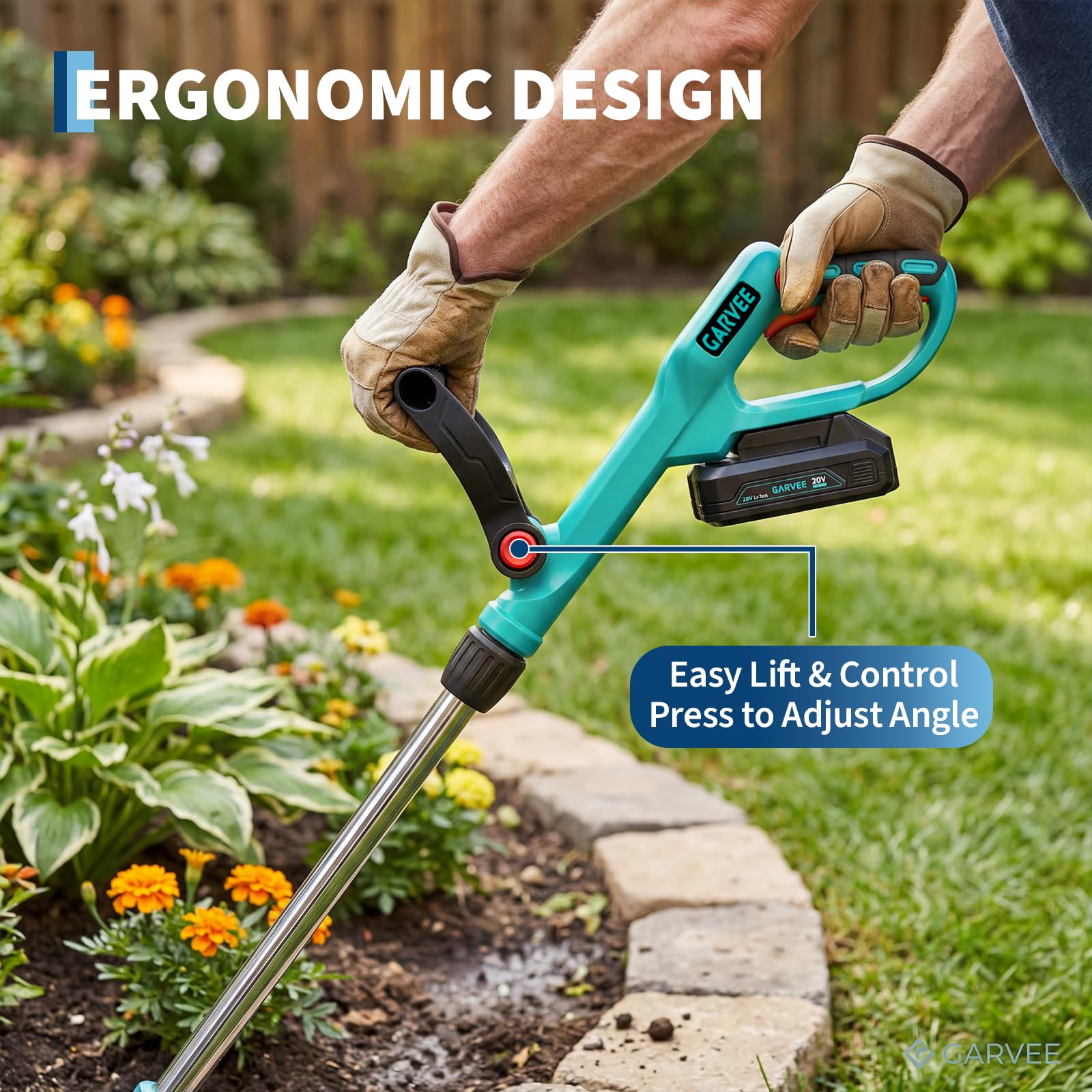 Garvee adjustable auxiliary handle and ergonomic grip, improving comfort and handling