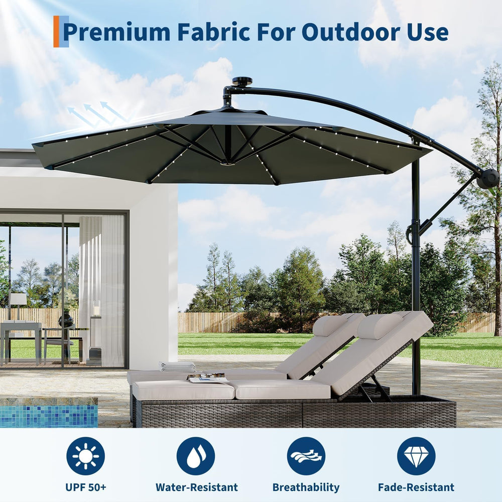 Garvee nighttime scene with LEDs lit creating cozy outdoor ambiance