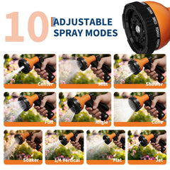 Garvee nozzle showing 10-pattern settings for versatile watering benefit