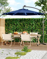 Garvee offset umbrella front view showing full shade and curb appeal