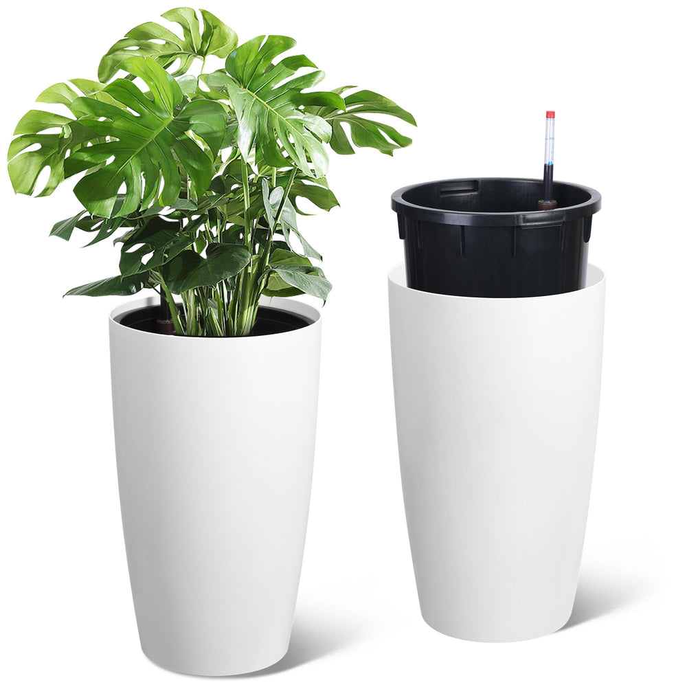 Garvee planter front view showing neat round profile and modern benefit of curb appeal