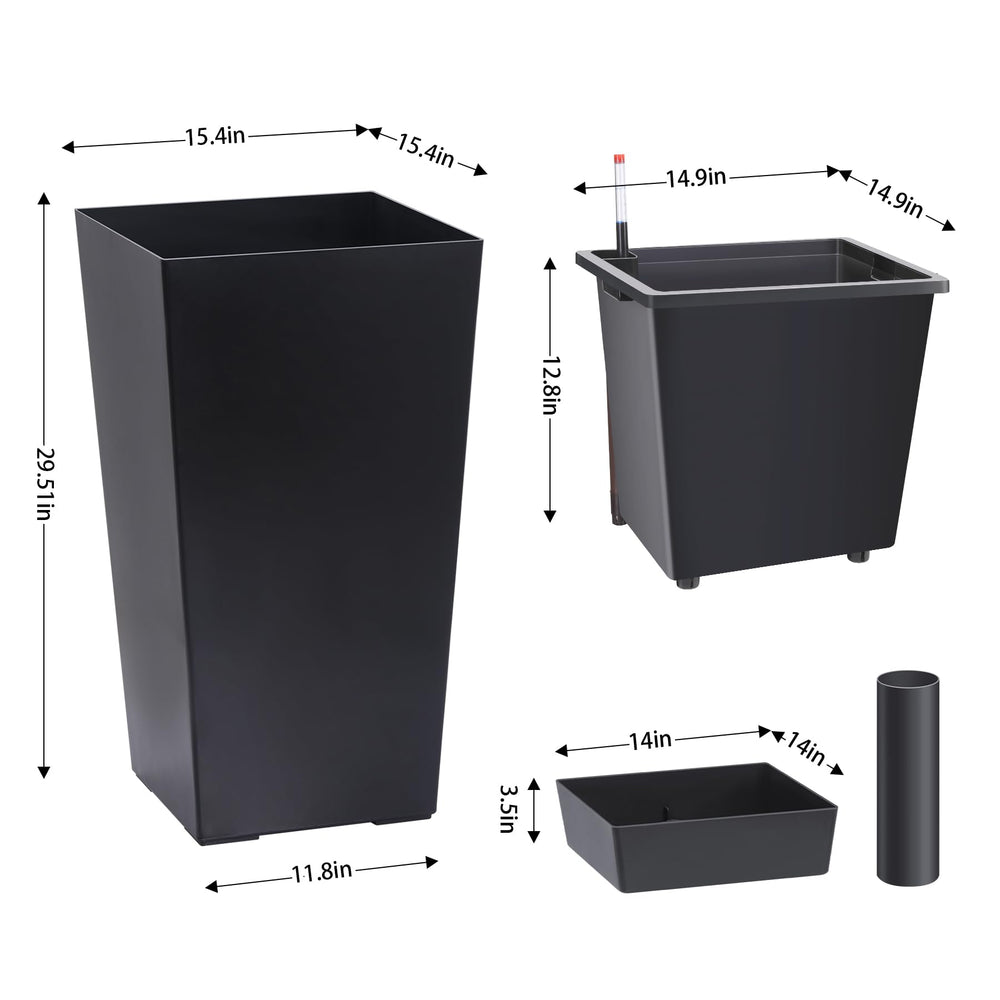 garvee opened box showing two planters and included self-watering features