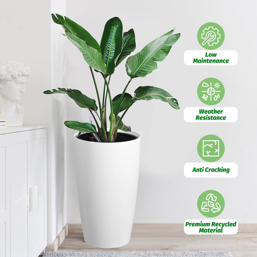 Garvee planter texture and smooth injection-mold finish resisting weathering benefit