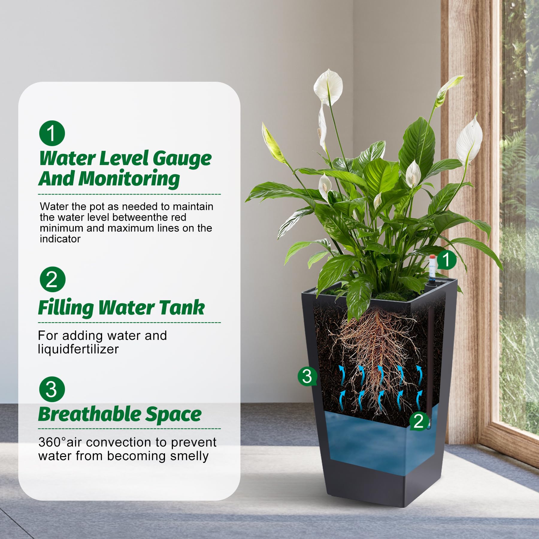 Garvee planter surface texture detail illustrating injection-molded finish for lasting appearance