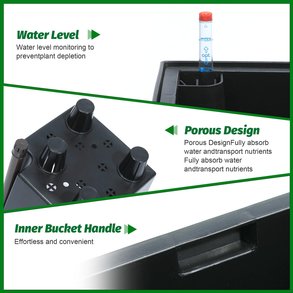 Garvee planter top view highlighting separate water inlet for easy refills without disturbing plants