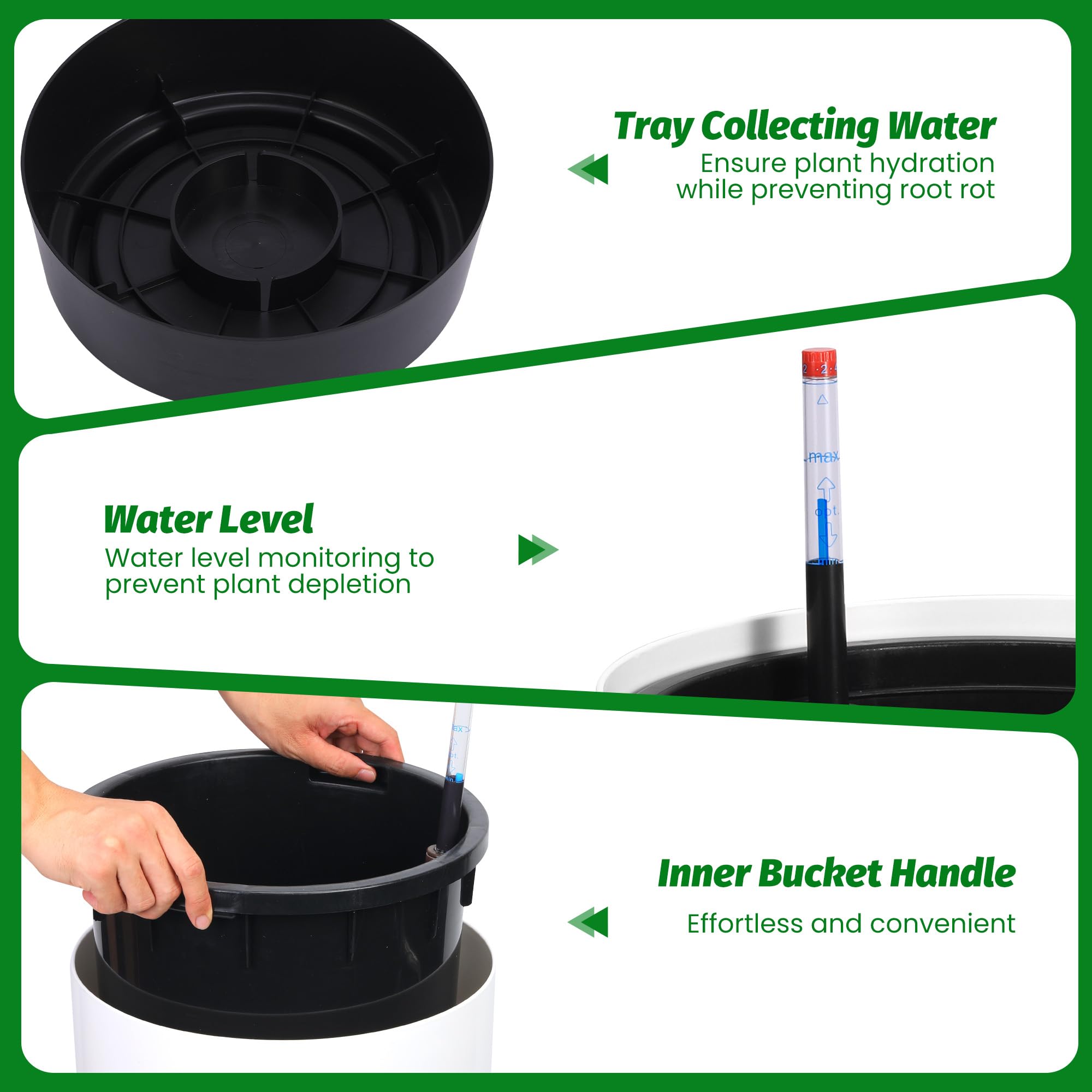 Garvee planter tray and drainage detail preventing overwatering and root rot benefit