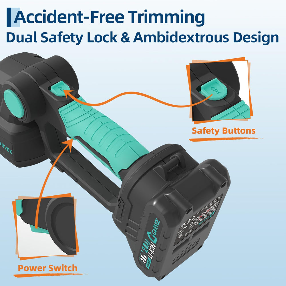 Garvee trimmer beside ruler showing size scale and portability