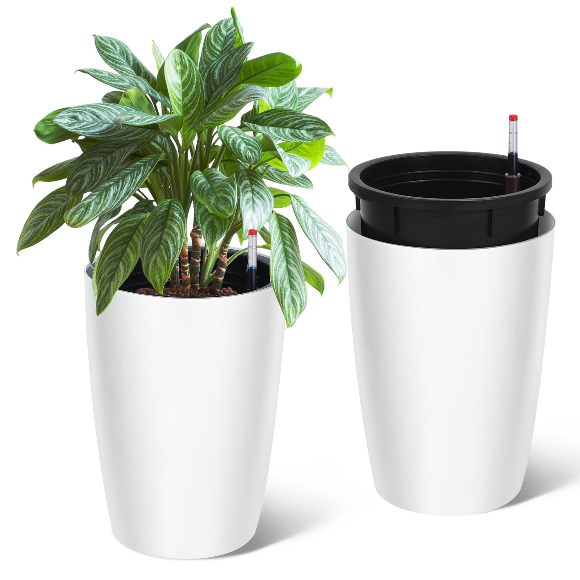 Garvee front view of white 16-inch planter showing clean modern silhouette and curb appeal