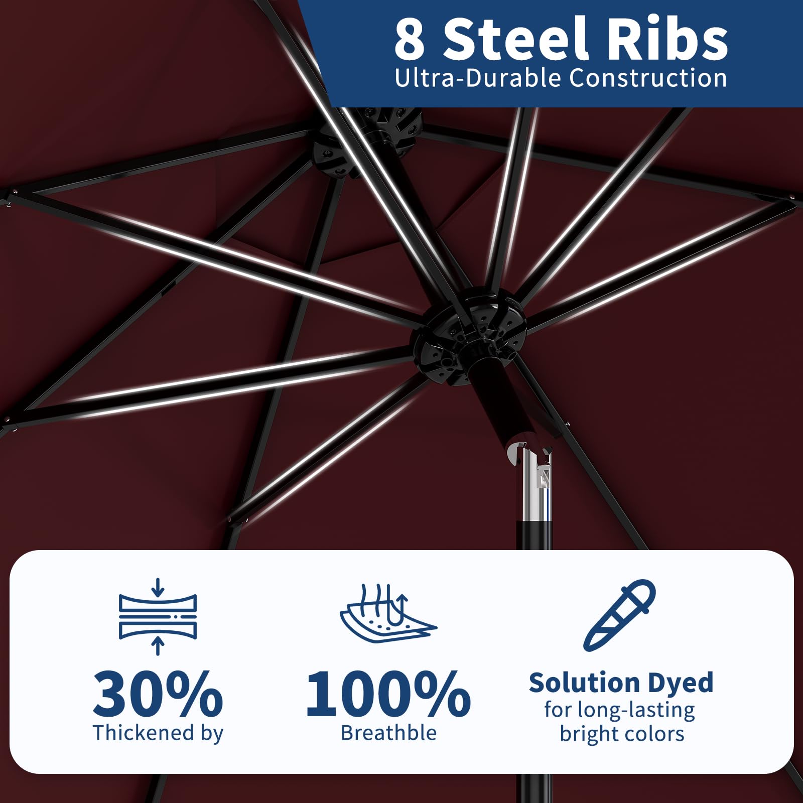 Garvee vented top detail illustrating wind-release stability benefit