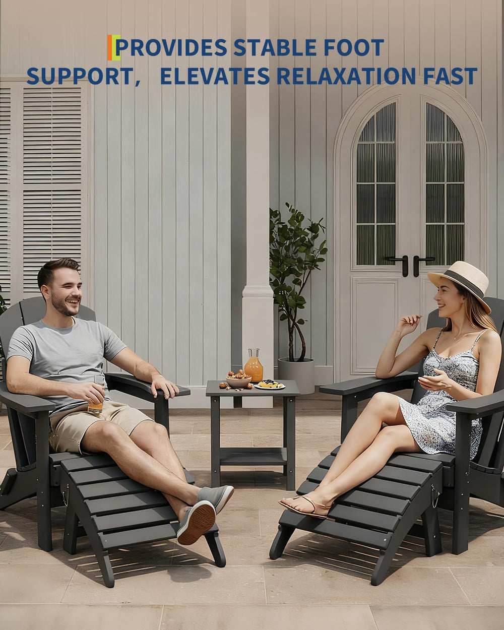 GarveeLife ottoman in use with Adirondack chair providing elevated foot support