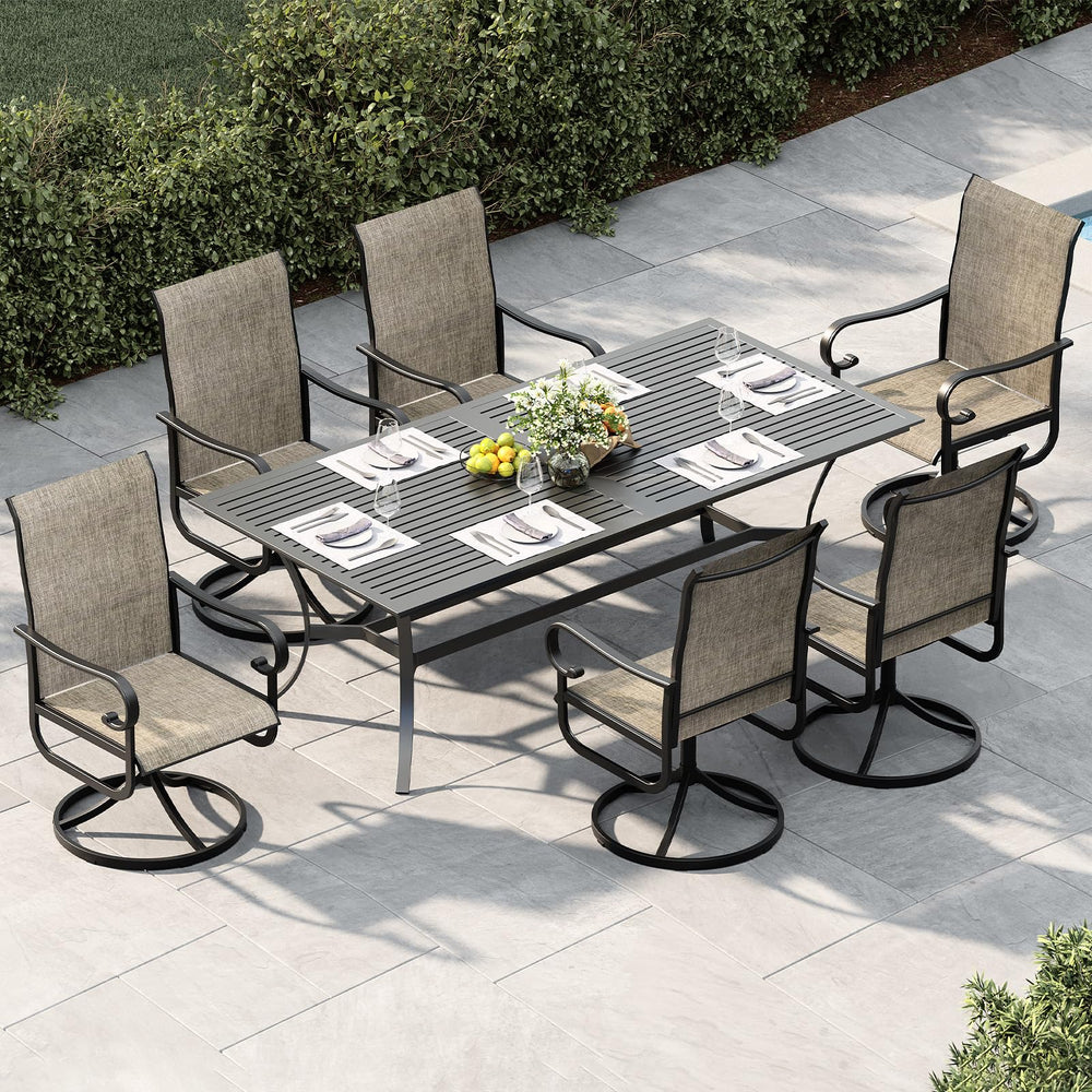 GarveeLife chairs on wooden deck in garden showing weather-ready lifestyle