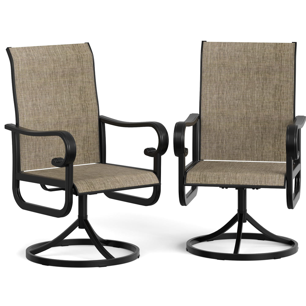 GarveeLife front view of two swivel patio chairs showing style and comfort