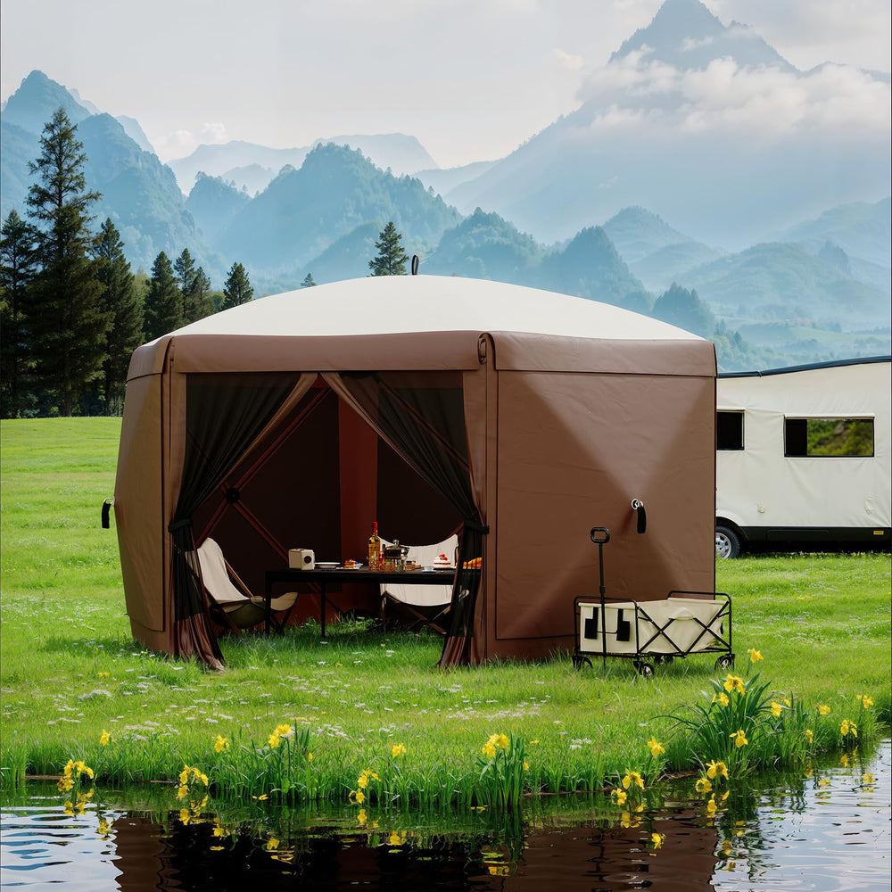 GarveeLife gazebo set in a backyard with people showing social gathering benefit