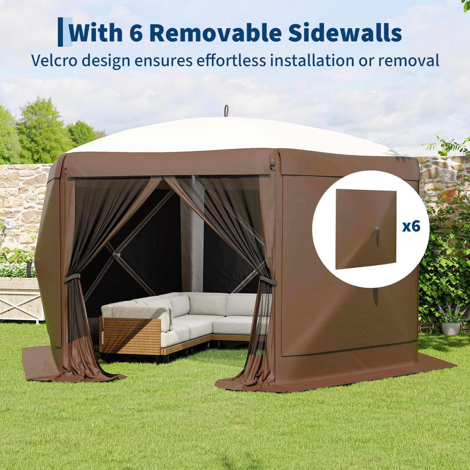 GarveeLife removable wind cloth being attached demonstrating privacy and wind blocking benefit