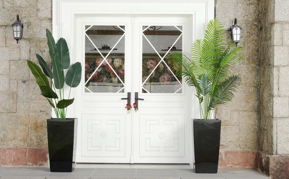 GarveeLife planters on a patio styled with greenery showing curb appeal benefit