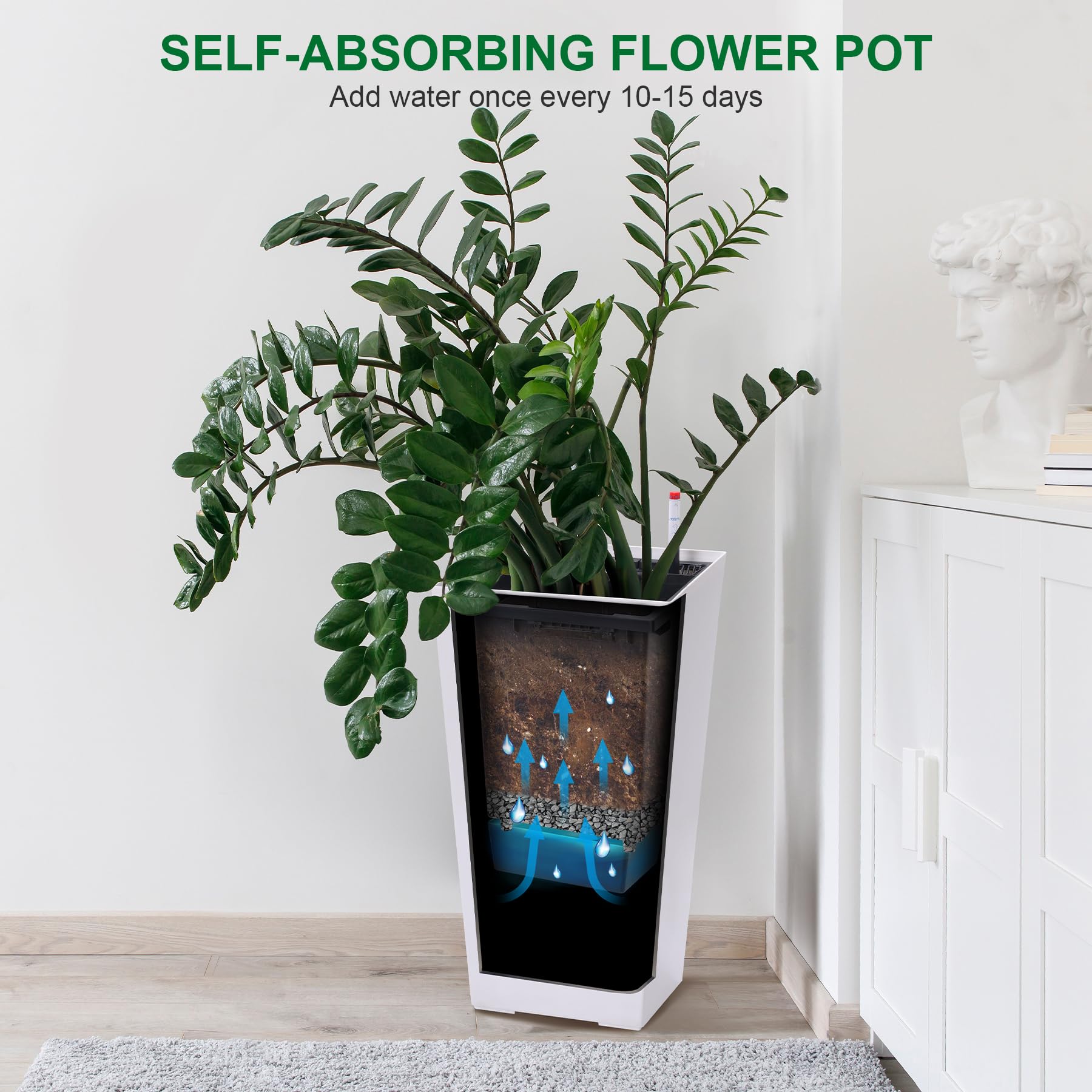 GarveeLife planter beside a chair showing scale and ideal footprint for balconies