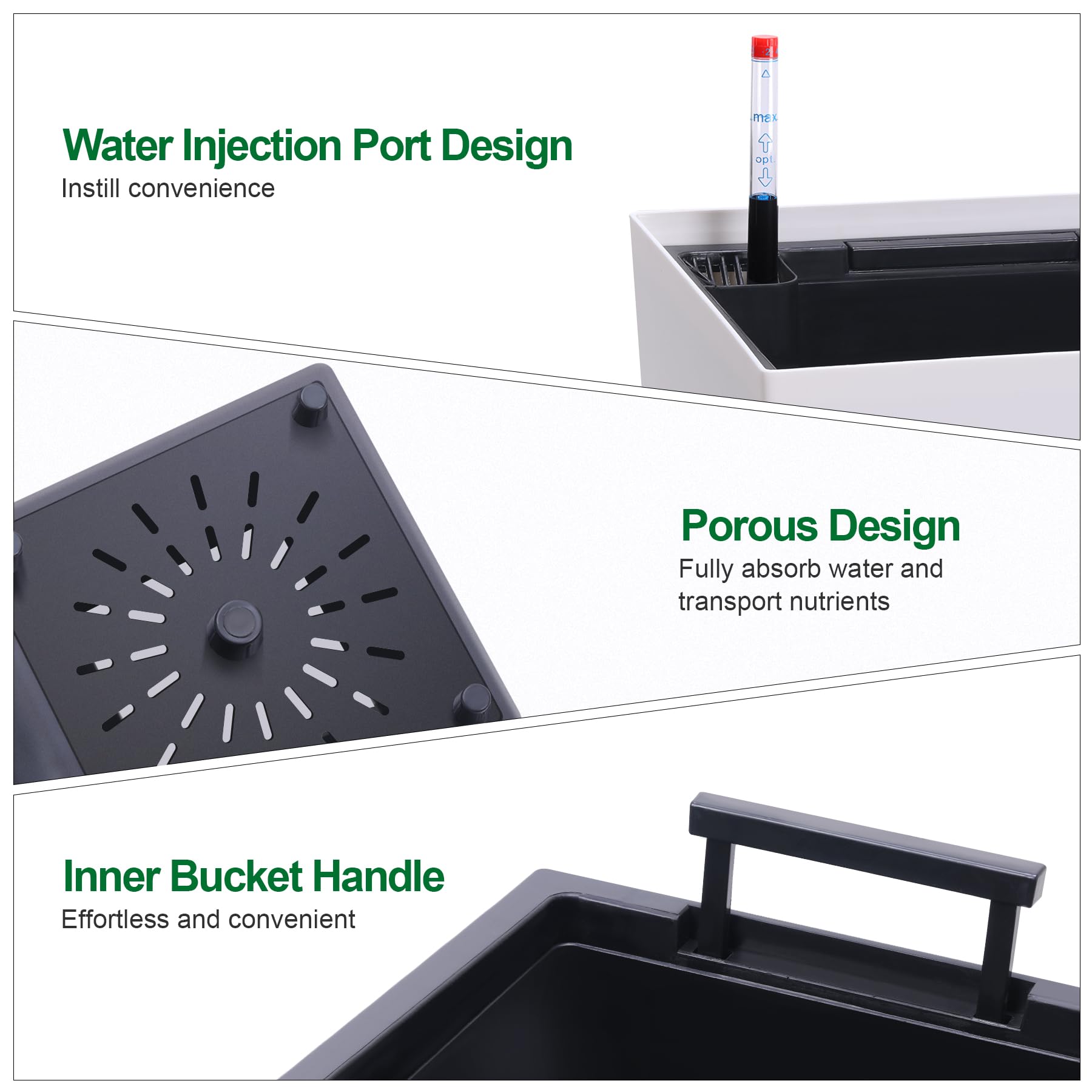 GarveeLife visible water-level monitor close-up for easy watering checks and convenience