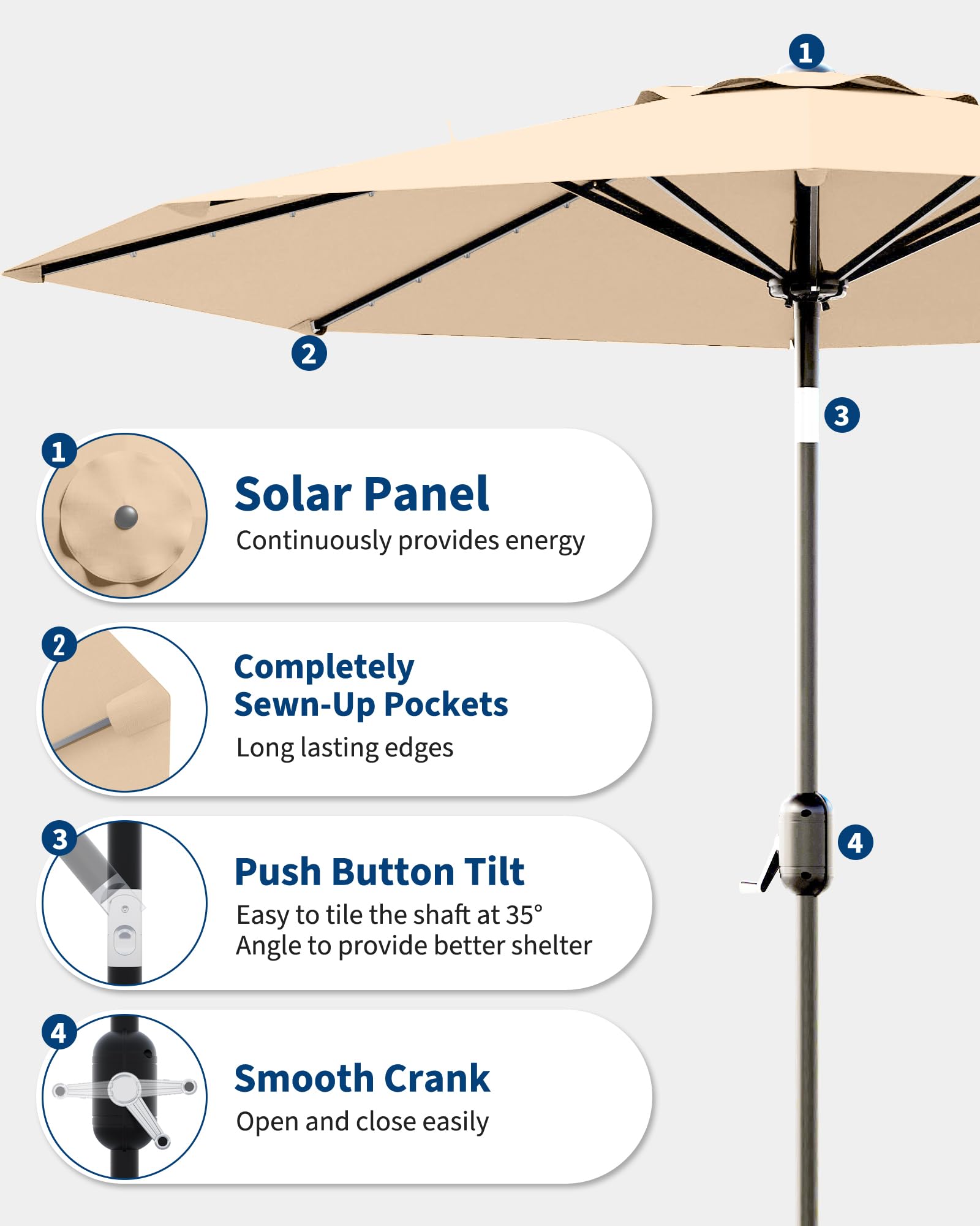 GarveeLife umbrella next to chair showing scale and coverage benefits